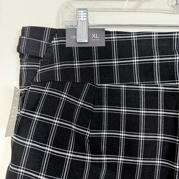 Maurices Plaid Crop Pants XL NWT Black White Mid Rise Stretch Work Trousers - Picture 14 of 16